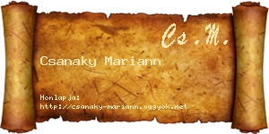 Csanaky Mariann névjegykártya